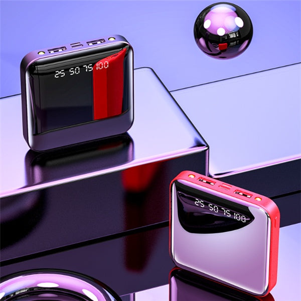 Mini 20000mAh Power Bank – Portable with Mirror & Digital Display