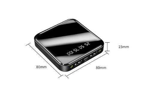 Mini 20000mAh Power Bank – Portable with Mirror & Digital Display