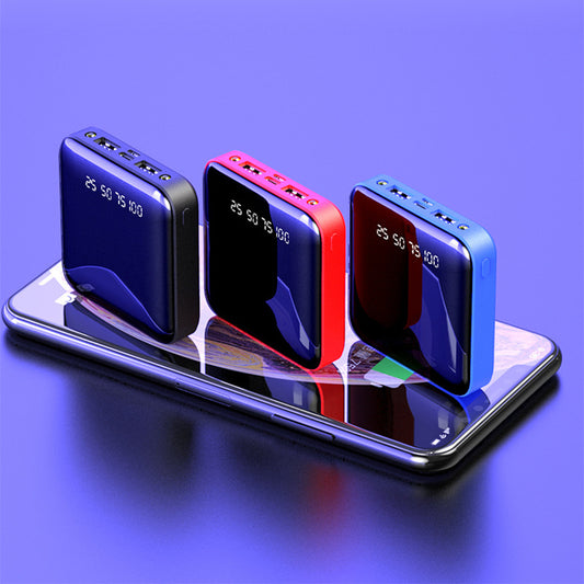 Mini 20000mAh Power Bank – Portable with Mirror & Digital Display